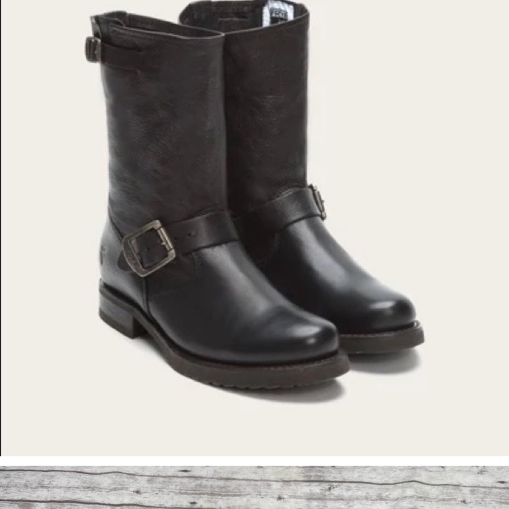 Frye Veronica black leather combat boots